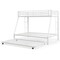Costway Twin Over Full Metal Slats Bunk Bed Frame with Trundle, Guard Rail & Ladders White/Black